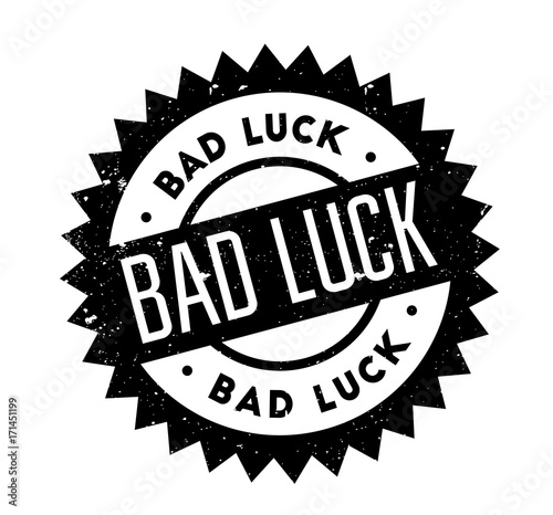 Bad Luck rubber stamp. Grunge design with dust scratches. Effects can be easily removed for a clean, crisp look. Color is easily changed.
