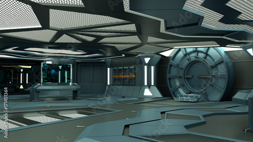 Futuristic spaceship interior. 3D illustration. (ID: 171451364)