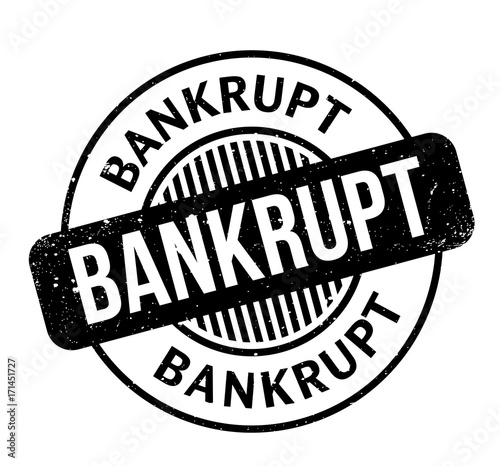 Bankrupt rubber stamp. Grunge design with dust scratches. Effects can be easily removed for a clean, crisp look. Color is easily changed.