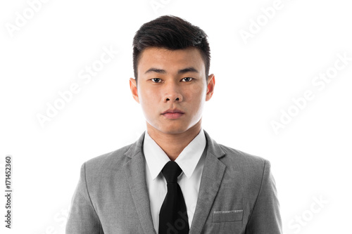 Portrait of a business man with suit. Isolated on white background