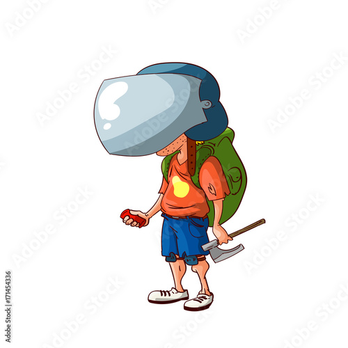 Colorful vector cartoon post apocalyptic survivor illustration
