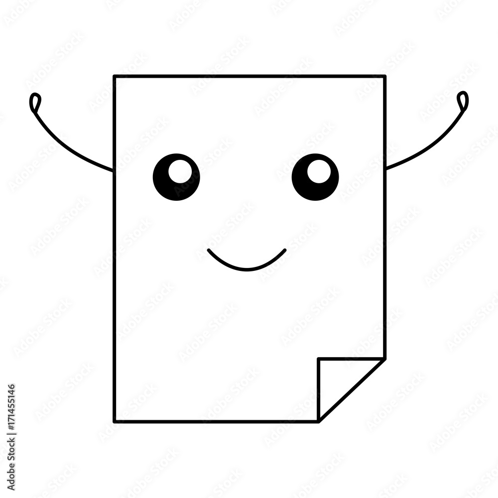 document paper kawaii character vector illustration design document paper kawaii character vector illustration design