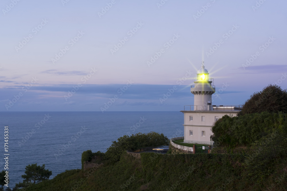Light for navigation, lighthouse in San Sebastian, Basque Country