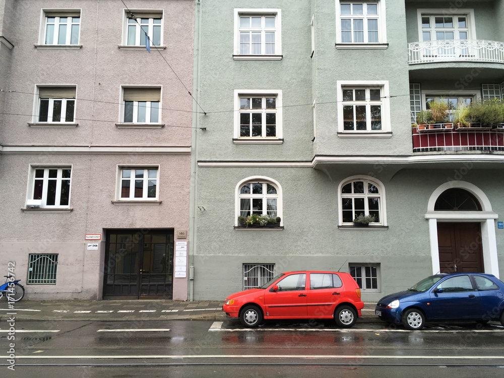 View at Munich city in rain, Germany