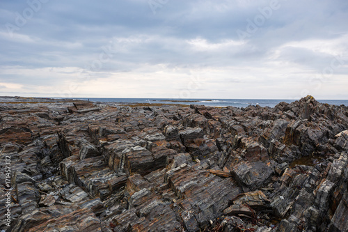 The texture of the north underwater rocks at low tide  