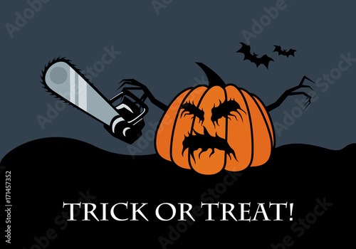 Trick or treat vector. Halloween pumpkin vector illustration. Halloween background
