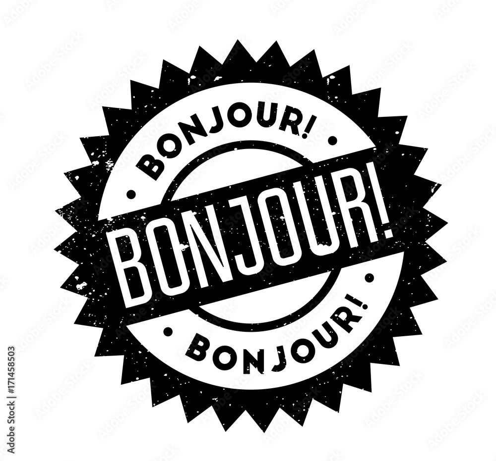 Bonjour rubber stamp. Grunge design with dust scratches. Effects can be easily removed for a clean, crisp look. Color is easily changed. Bonjour rubber stamp. Grunge design with dust scratches. Effects can be easily removed for a clean, crisp look. Color is easily changed.