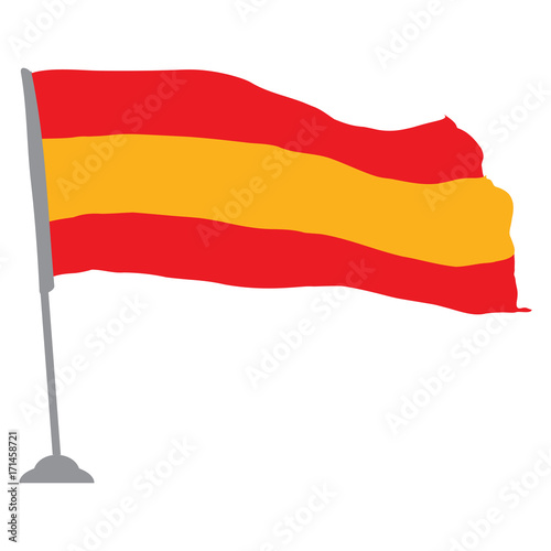 Isolated flag of Spain on a pole  Vector illustration
