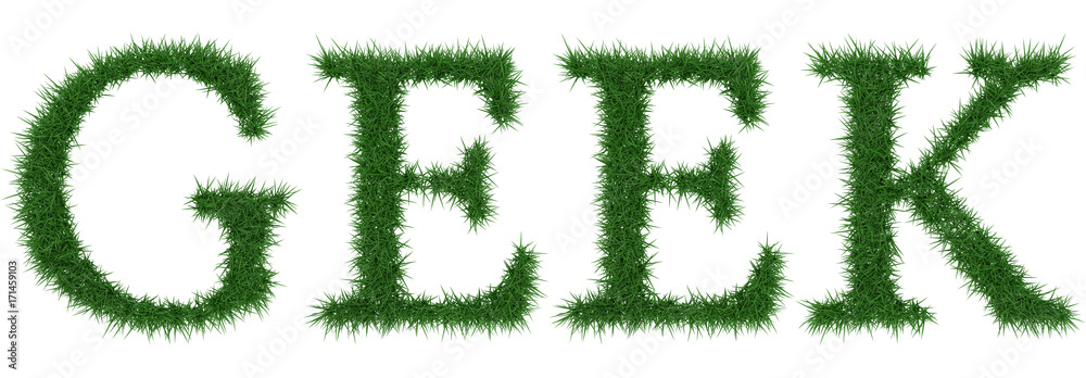Geek - 3D rendering fresh Grass letters isolated on whhite background. Geek - 3D rendering fresh Grass letters isolated on whhite background.