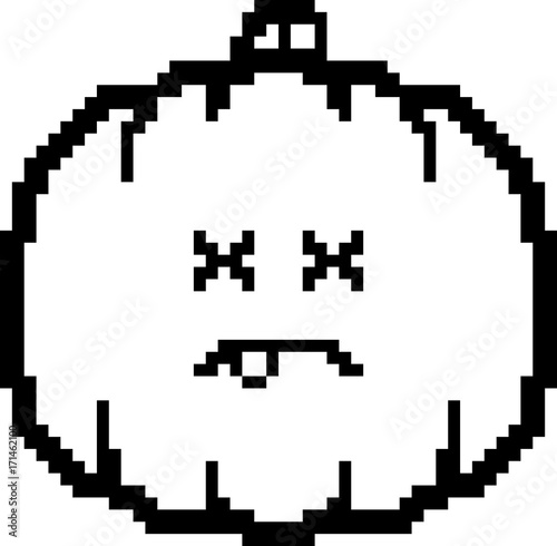 Dead 8-Bit Cartoon Pumpkin