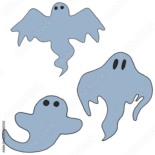 Hand Drawn Halloween Set. Ghost.