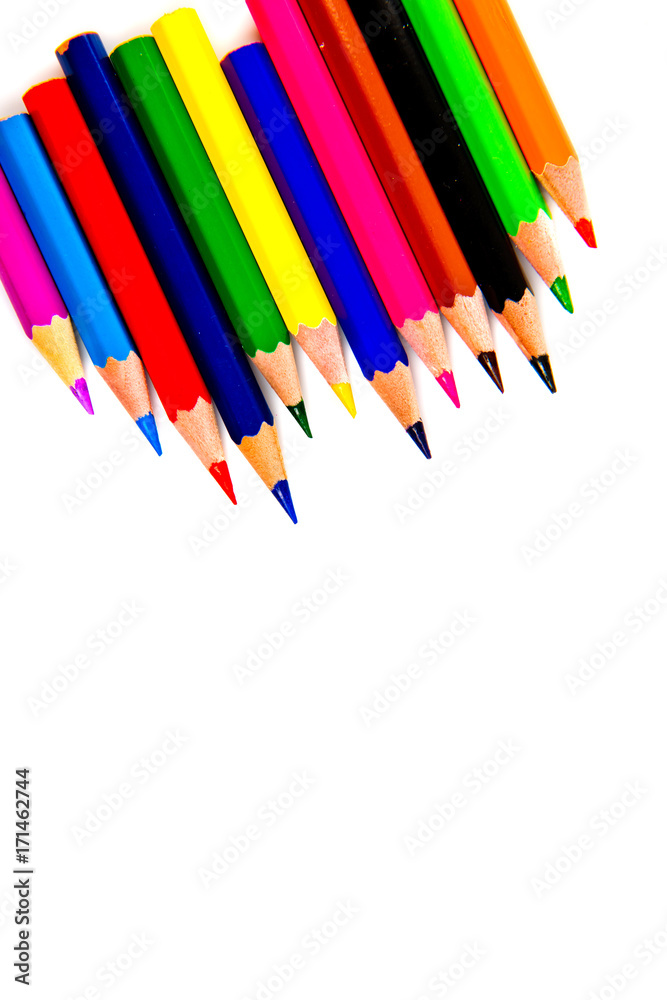 Multicolored pensils isolated on white background. Multicolored pensils isolated on white background.