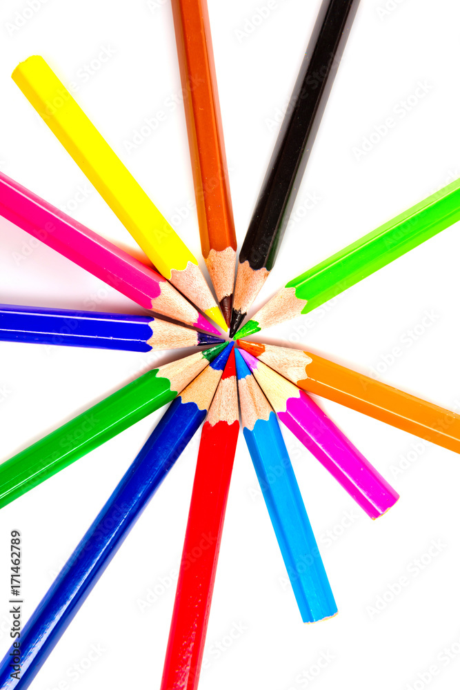Multicolored pencils isolated on white background. Multicolored pencils isolated on white background.