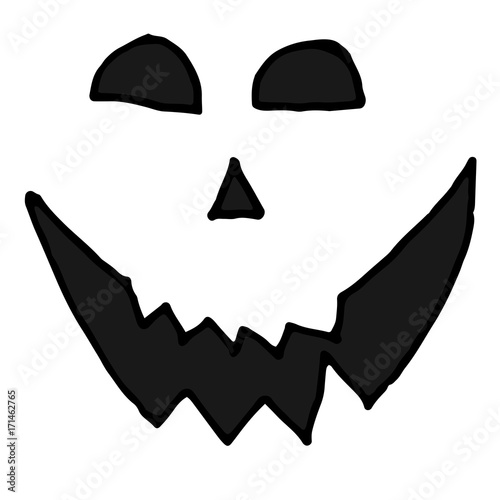 Hand Drawn Halloween Set. Scary face.