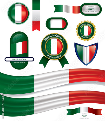 Made in Italy Seal, Italian Flag (Vector Art)