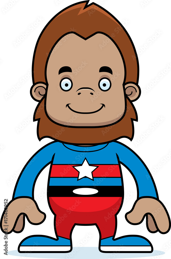 Cartoon Smiling Superhero Sasquatch