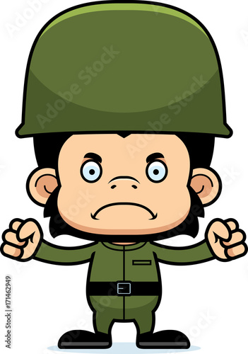Cartoon Angry Soldier Chimpanzee