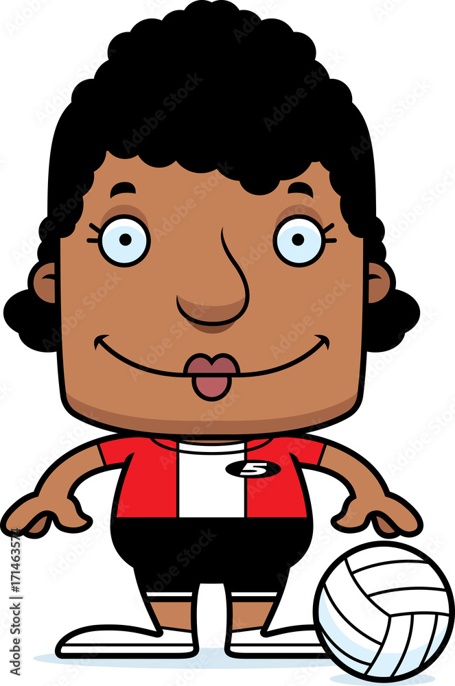 Cartoon Smiling Volleyball Player Woman Cartoon Smiling Volleyball Player Woman
