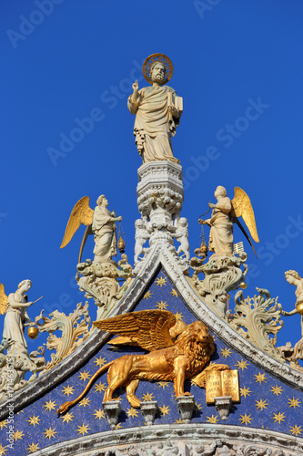 Saint Mark, angels and lion on top of Basilica