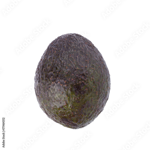 Green ripe avocado isolated on the white background