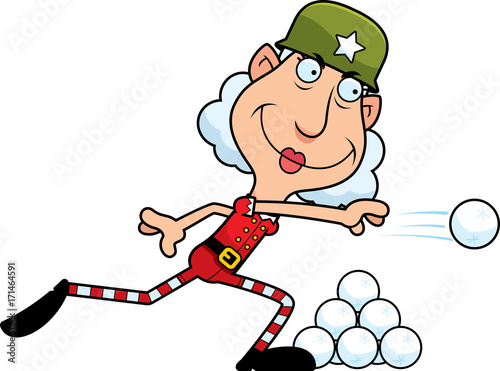 Cartoon Christmas Elf Snowball Fight