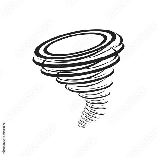 Tornado symbol isolated on yellow background. Typhoon vector illustration