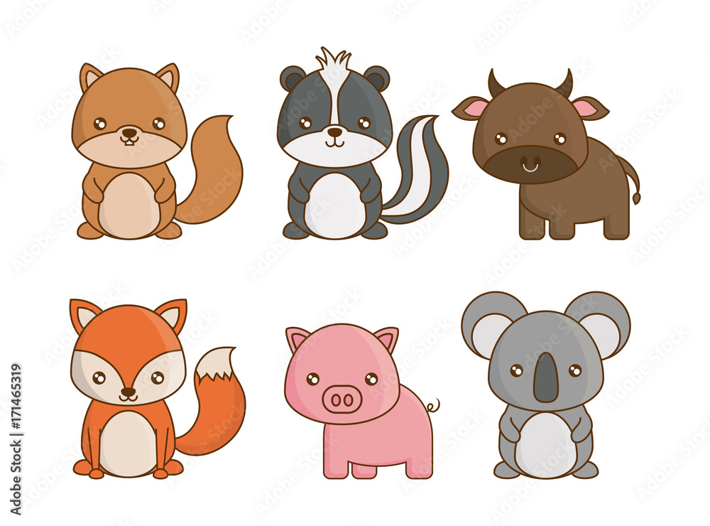 cute animals icons over white background colorful design vector illustration cute animals icons over white background colorful design vector illustration