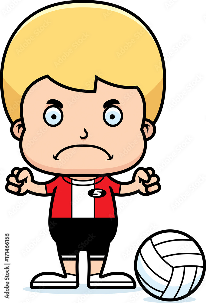 Cartoon Angry Volleyball Player Boy Cartoon Angry Volleyball Player Boy