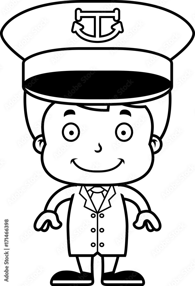 Cartoon Smiling Boat Captain Boy Cartoon Smiling Boat Captain Boy