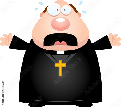 Scared Cartoon Priest