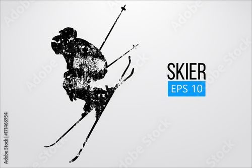 Silhouette of skier jumping isolated. Vector illustration