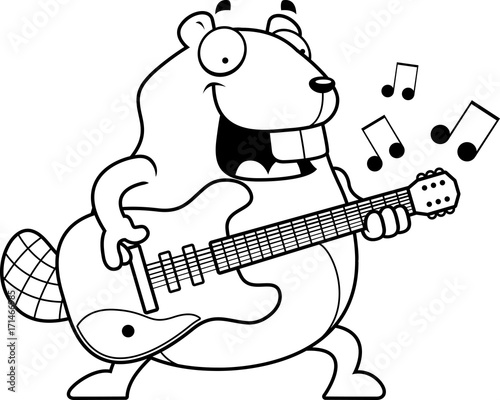 Cartoon Beaver Guitar