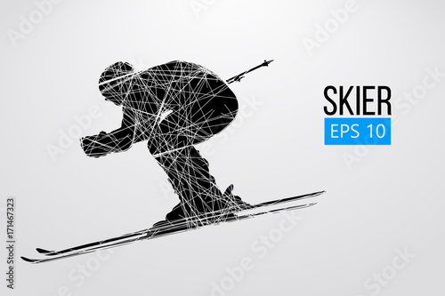 Silhouette of skier isolated. Vector illustration