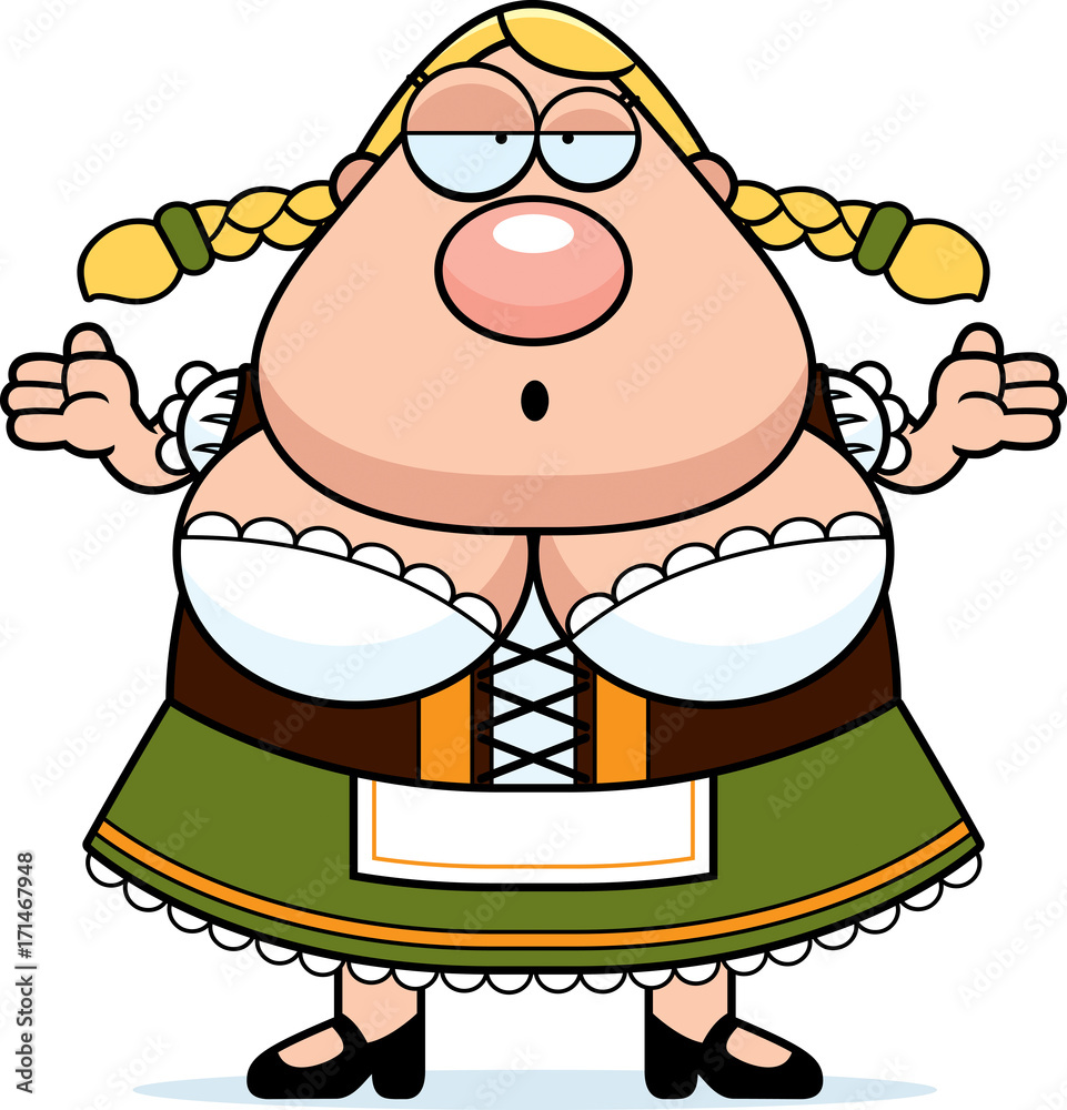 Cartoon Oktoberfest Woman Shrug