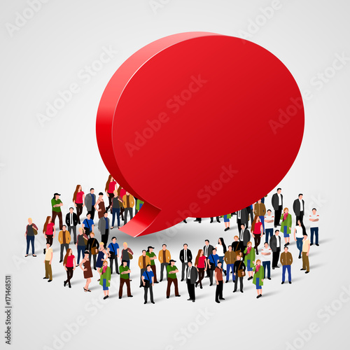Business social networking and communication concept. People and chat bubble.