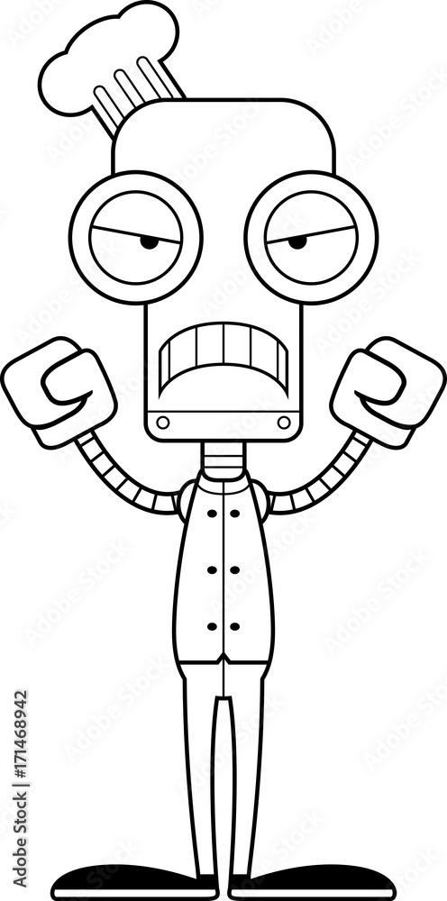 Fototapeta premium Cartoon Angry Chef Robot
