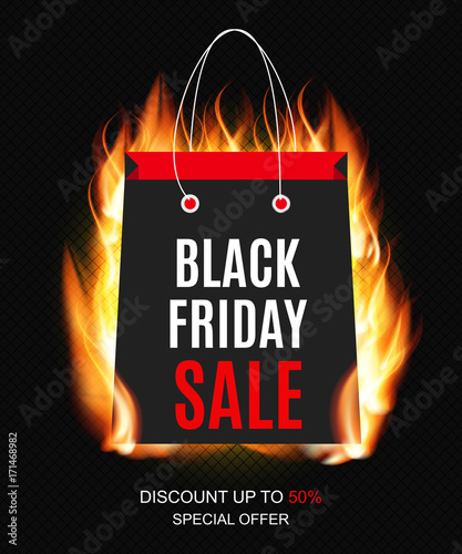 Black Friday Sale Inscription Banner Design Template. Vector illustration