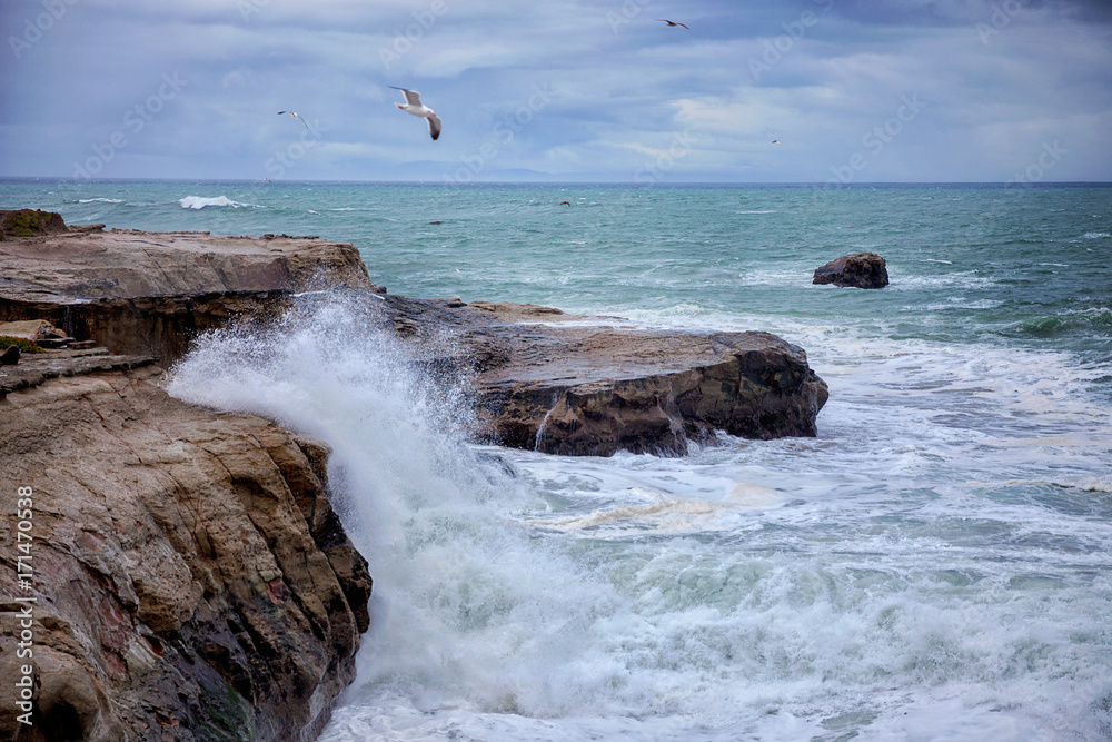 Stormy sea and cloudy sky. Santa Cruz. California. USA. Stormy sea and cloudy sky. Santa Cruz. California. USA.