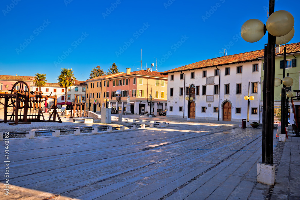 Central square in town of Palmanova colorful architecture view
