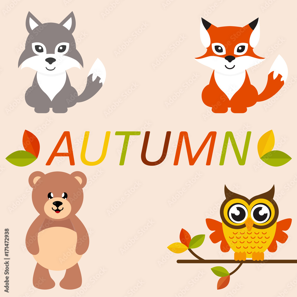 cartoon autumn animals cartoon autumn animals