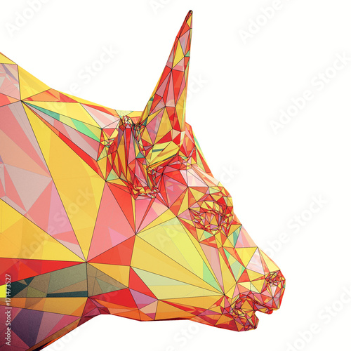 Canvas Print Render illustration of golden bull head