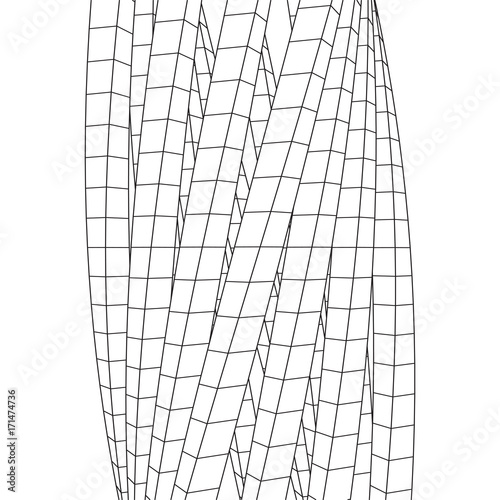 Low poly truss structure wireframe mesh background. Scinece and tech vector illustration.