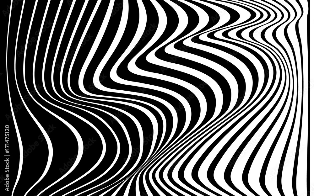 optical art abstract background wave design black and white