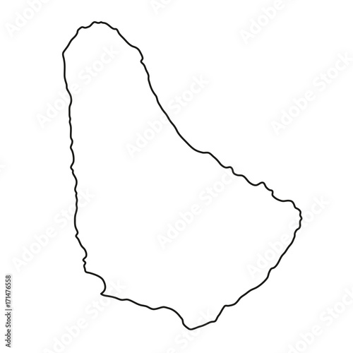 Barbados map of black contour curves of vector illustration