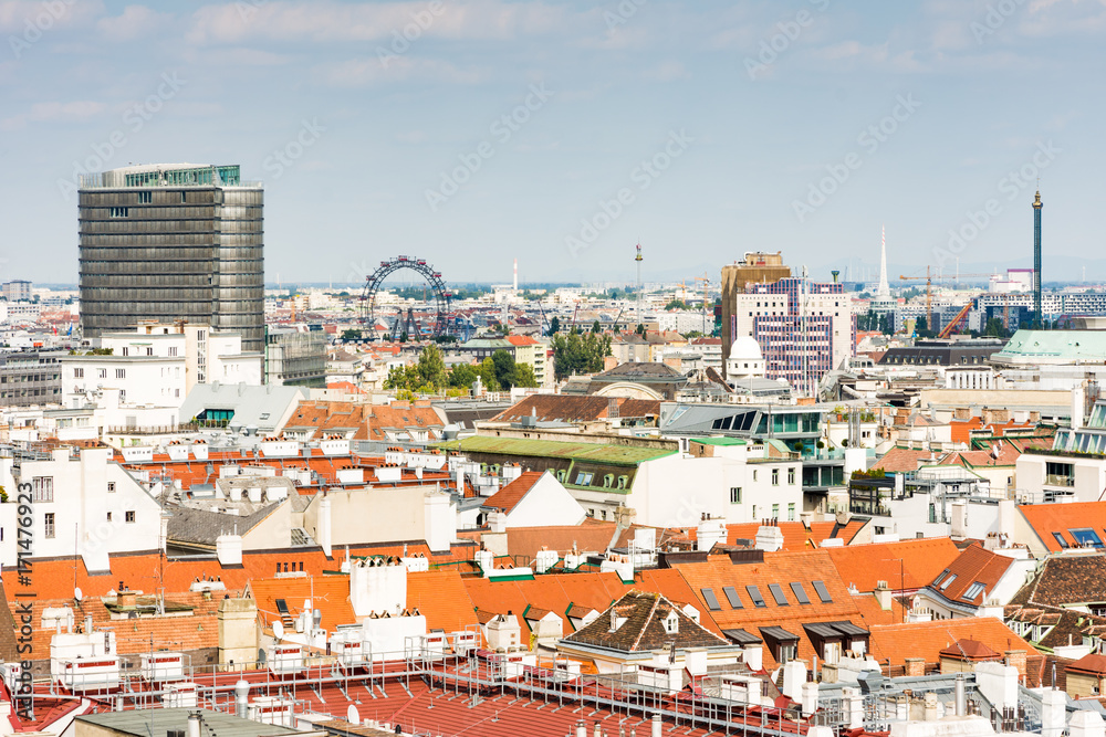 Aerial view over the cityscape of Vienna