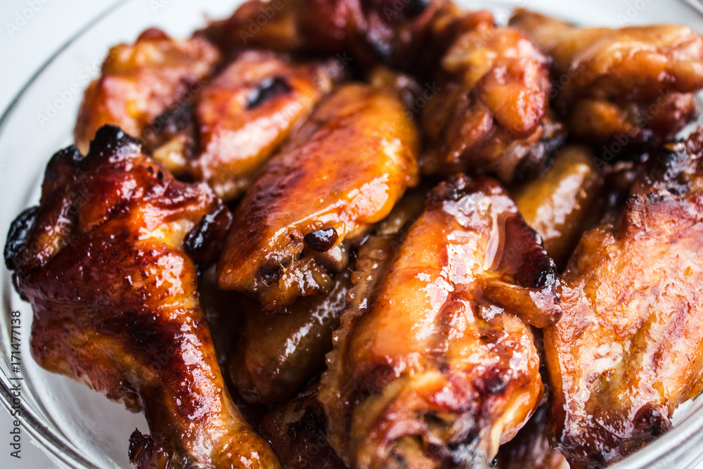 chicken wings in soy and honey sauce