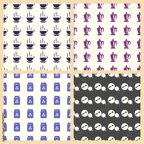 Coffee vector illustration on a seamless pattern background