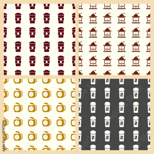 Coffee vector illustration on a seamless pattern background