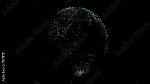 rotation of the earth made of digits. world information field.
