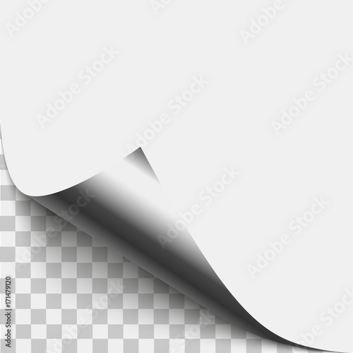 Silver page corner peel. Silver page curled fold with shadow. Blank sheet of folded sticky paper note. Vector illustration sticker peel for advertising and promotional message 